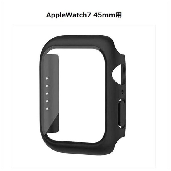 Apple Watch Series 7 45mm ガラスフィルム付カバー ブラック TCAW7GC-45BK